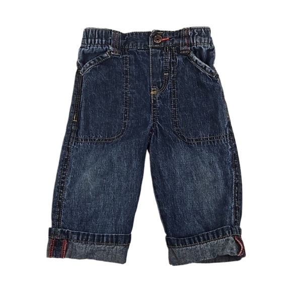 Vintage Retro Genuine Kids 4 Pocket Elastic Waist Denim Cuffed Jeans, 9 Months - Picture 5 of 5